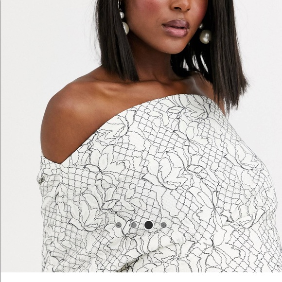 Maternity shoulder lace midi dress - Picture 2 of 4